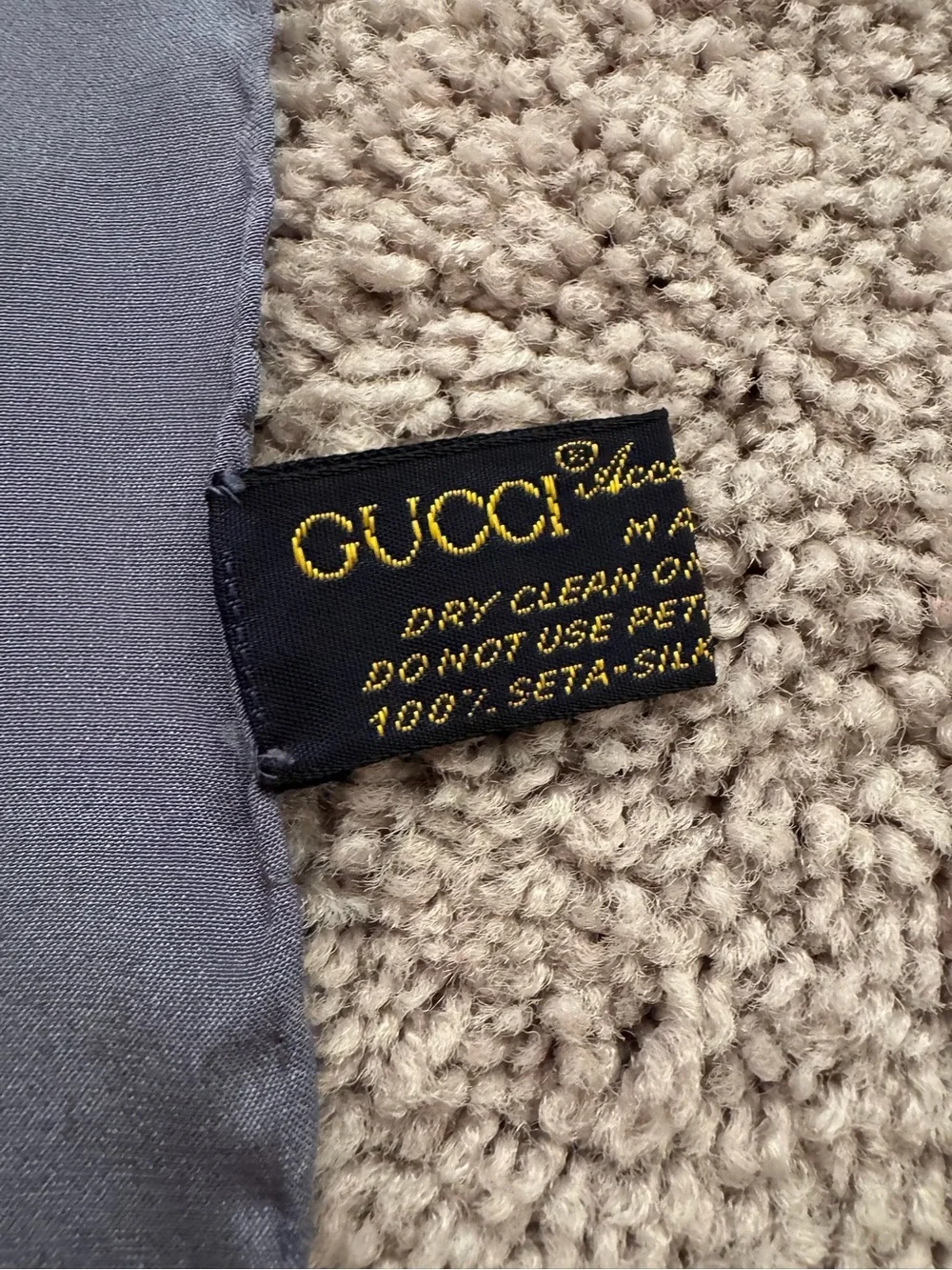 Vintage Gucci Floral Silk Scarf with Navy Border